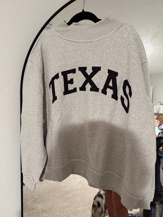 TEXAS/TX Reversible Mockneck-Heather Grey