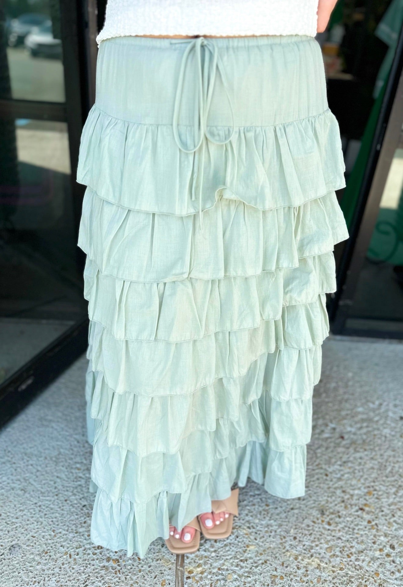 Tiered Lover Skirt - dusty herb