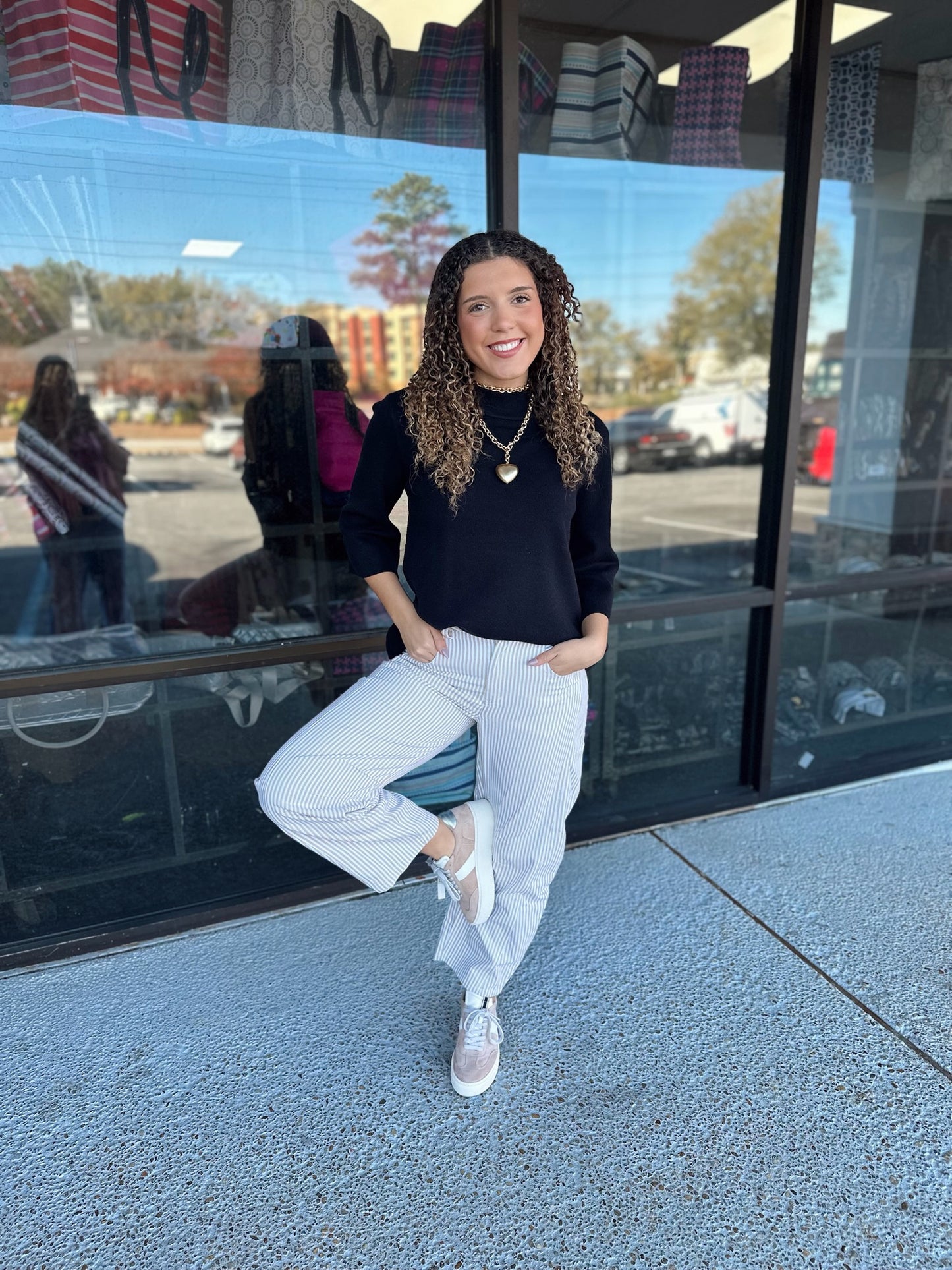 Pinstripe Barrel Denim