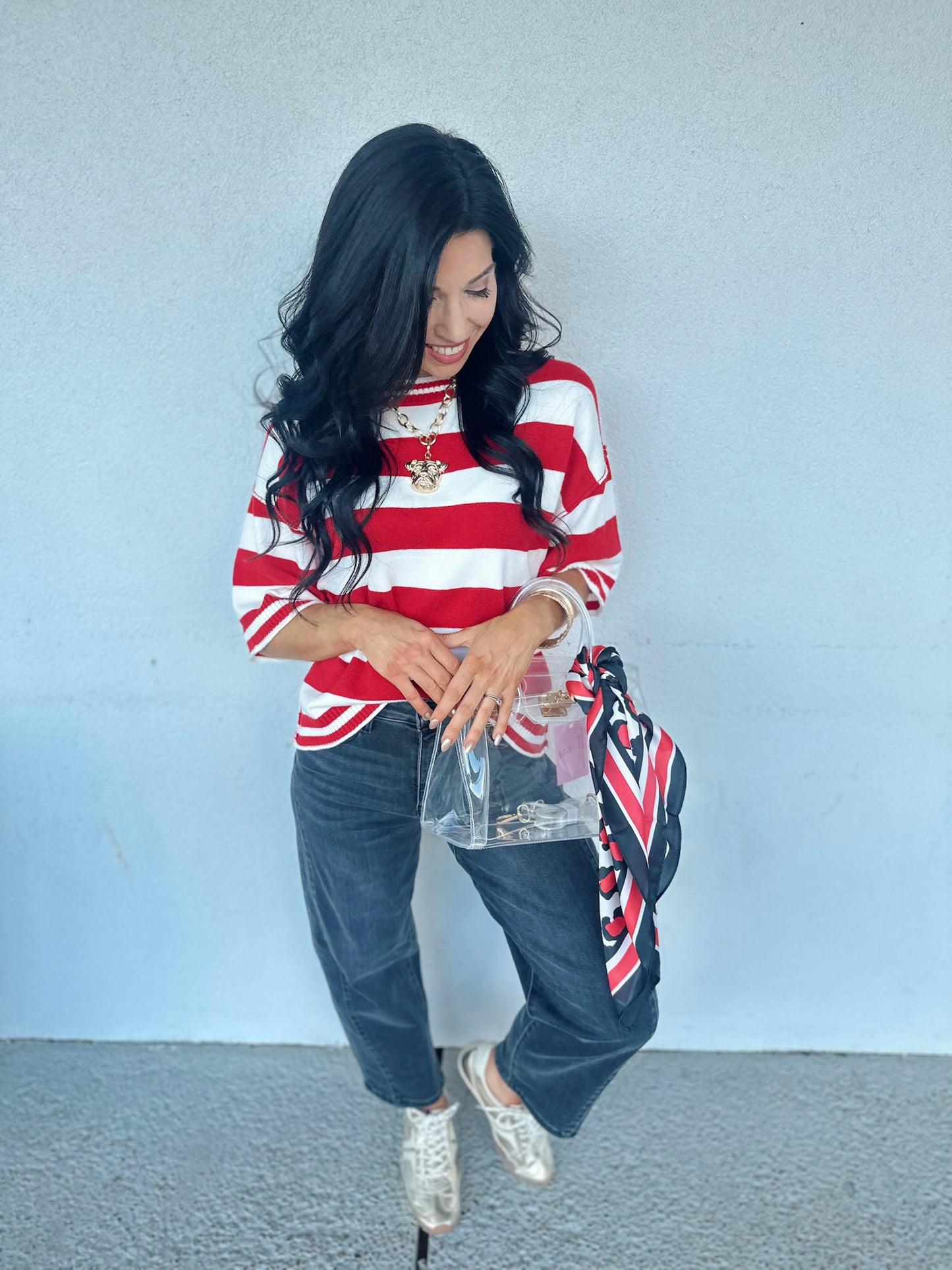 Gameday stripe cutie - red/white