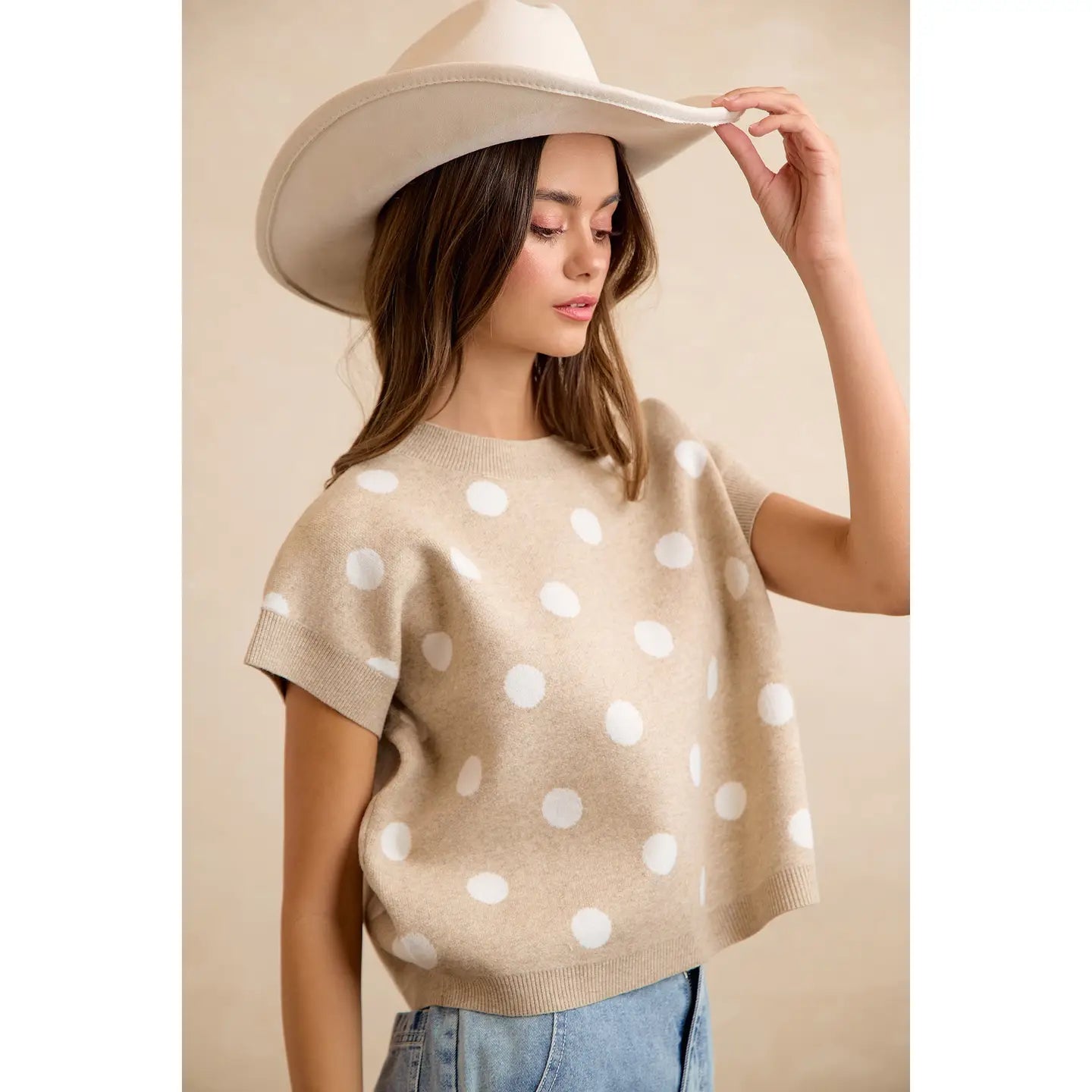 Polka Babe Top - beige/ivory