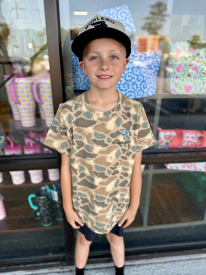 YOUTH pintail camo jumping trout tee