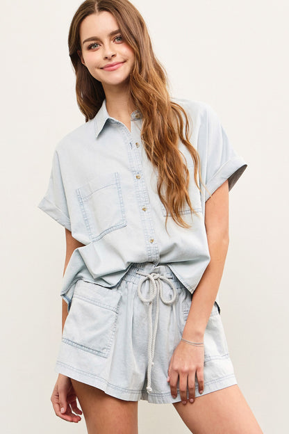 Button Up Kiss Set - Chambray
