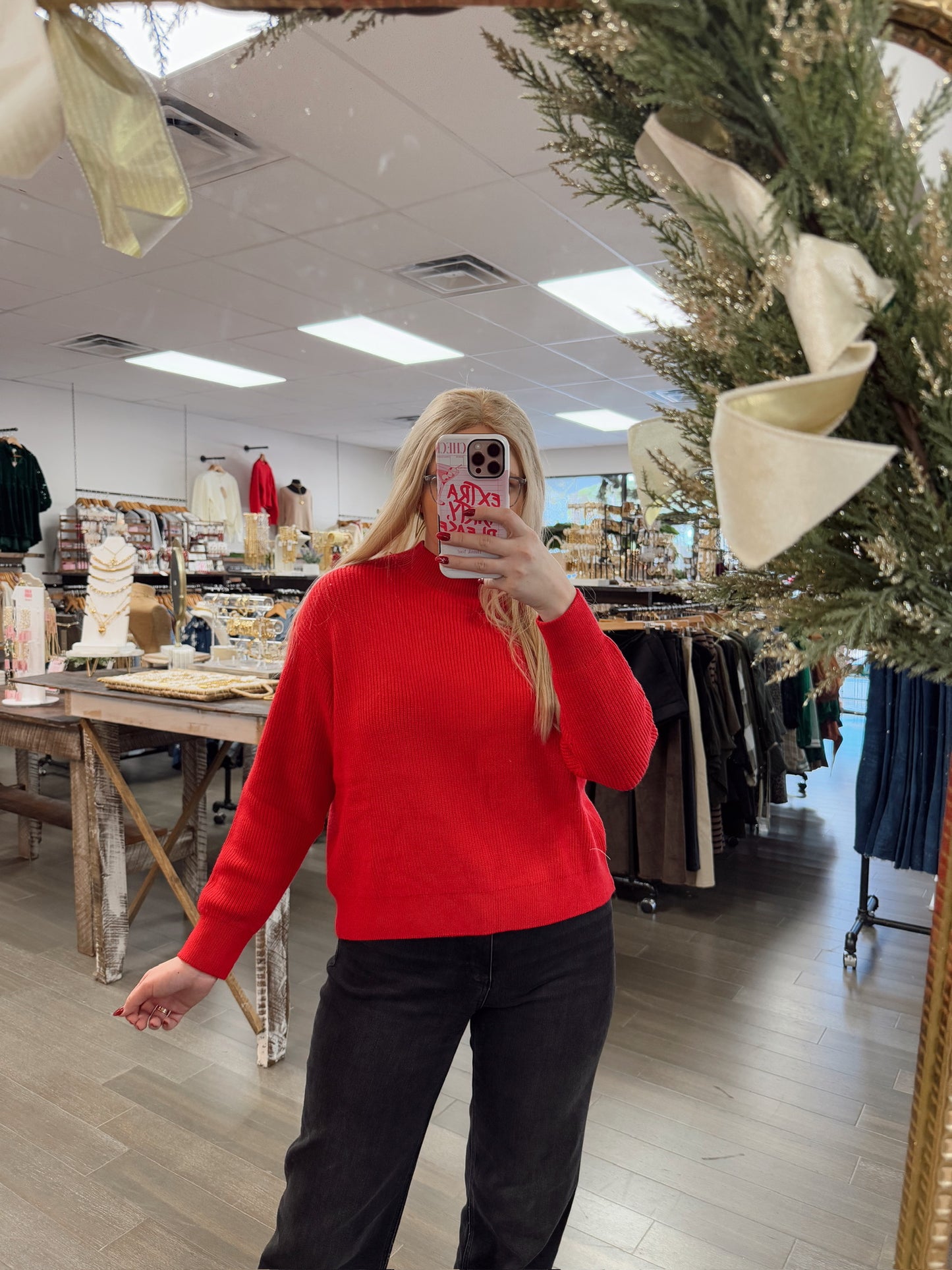 Britton Relaxed Sweater- Red