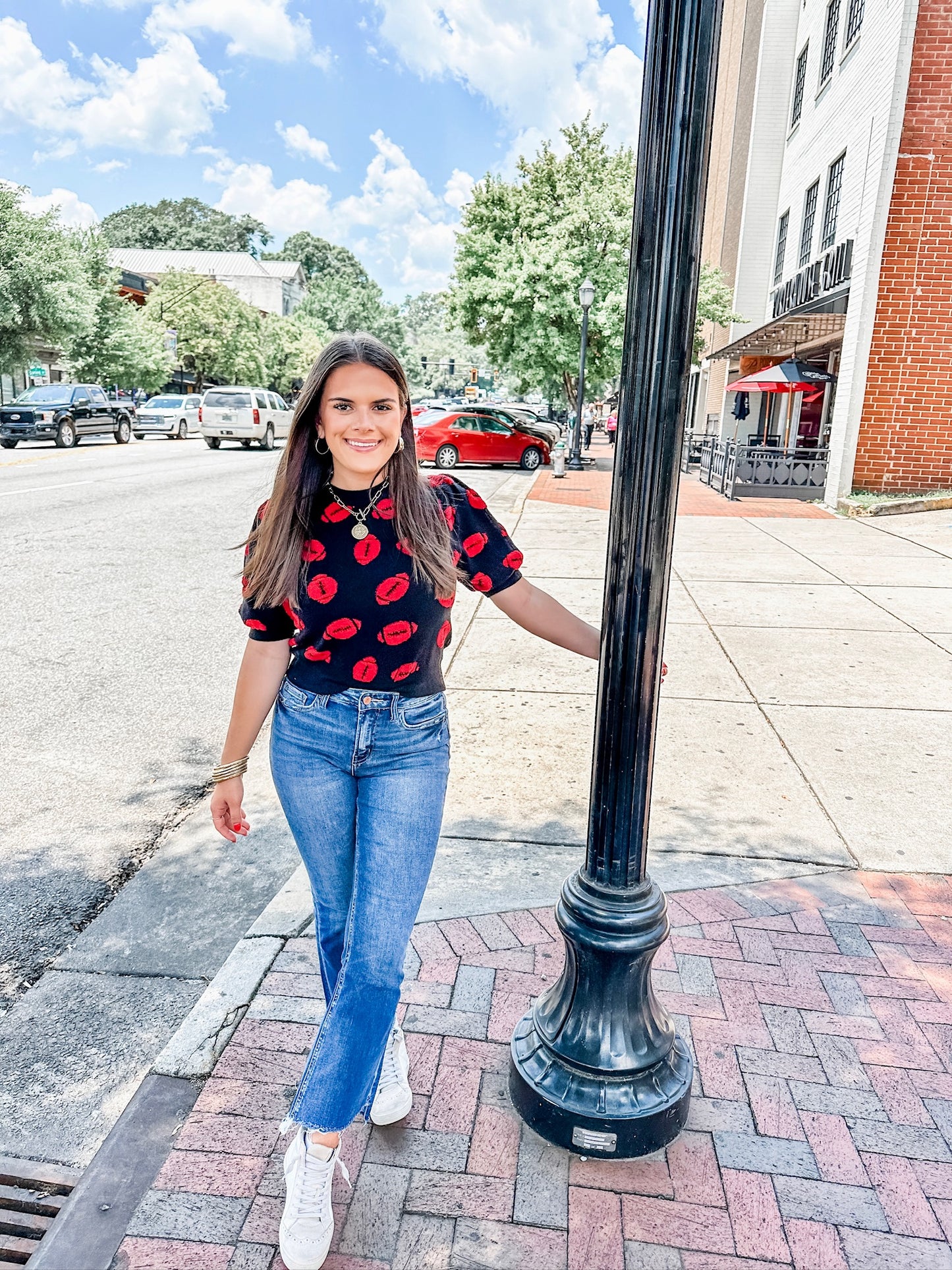 Hello Football Top - Black/Red