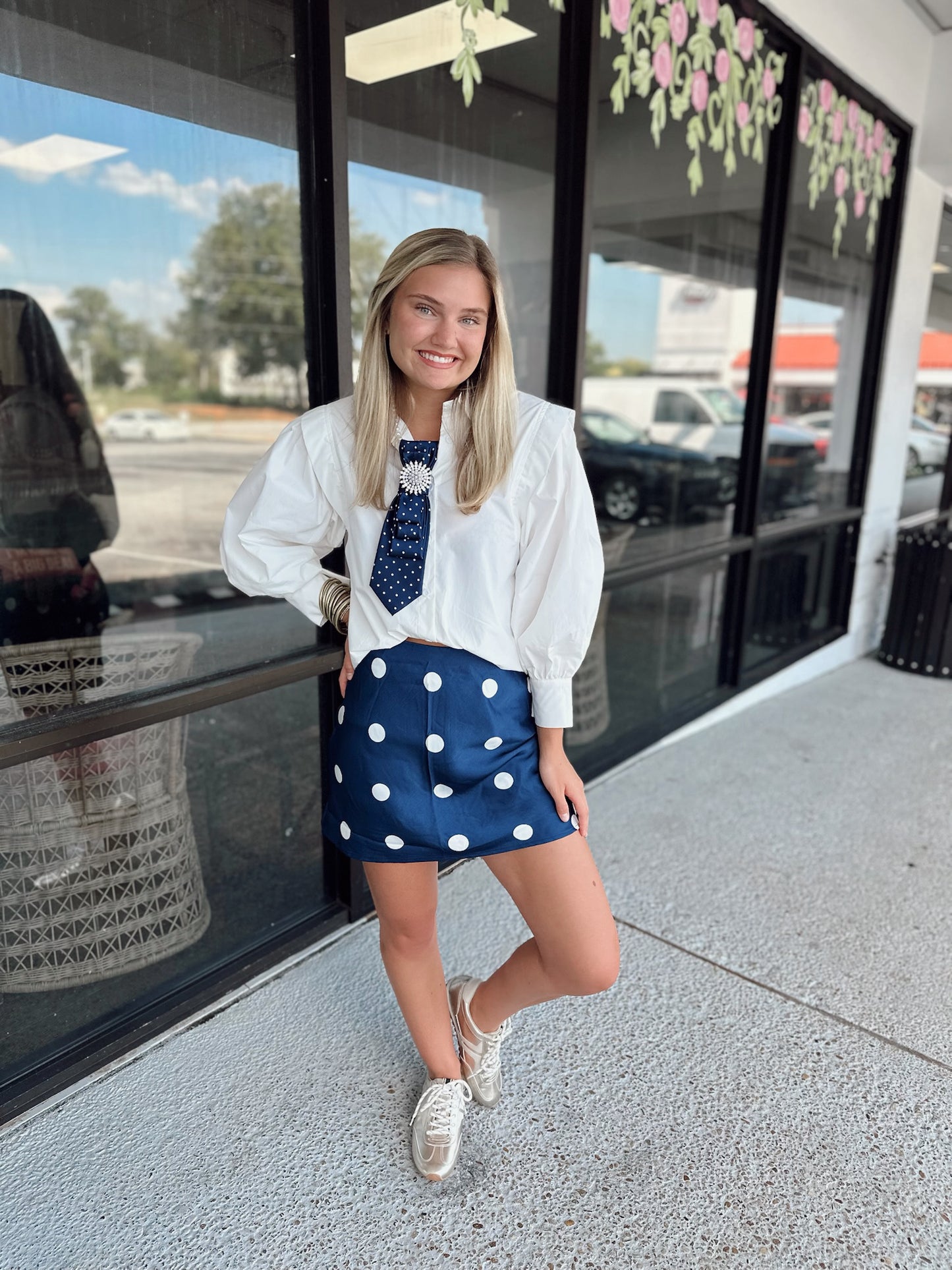 Polka Cutie- Navy/Cream