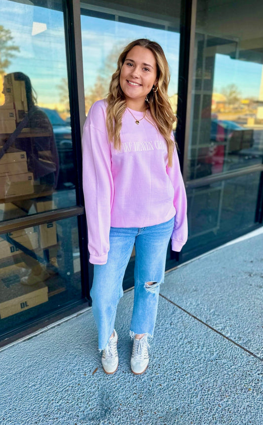 MAKE HEAVEN CROWDED Embroidered Fleece Heavyweight Sweatshirt