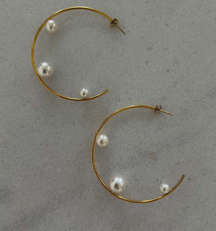 Large Pearl Hoops