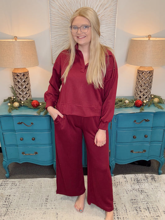 Luxeknit Pull-On Sweatpants- Merlot