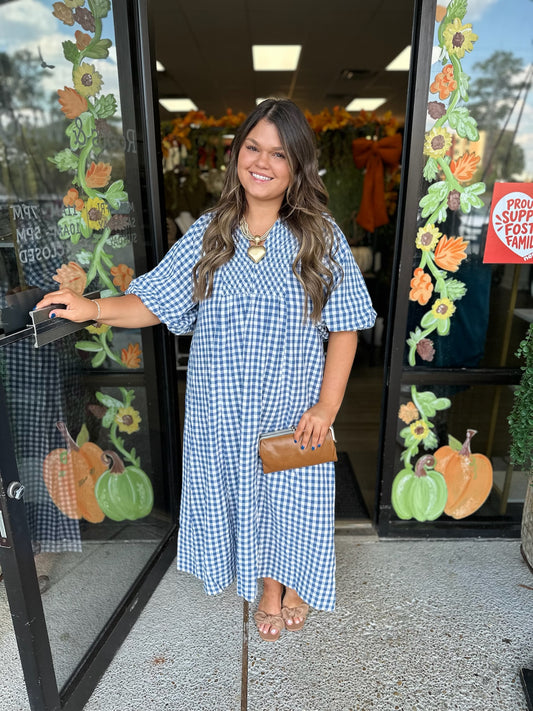 Southern Belle Midi Dress - denim blue