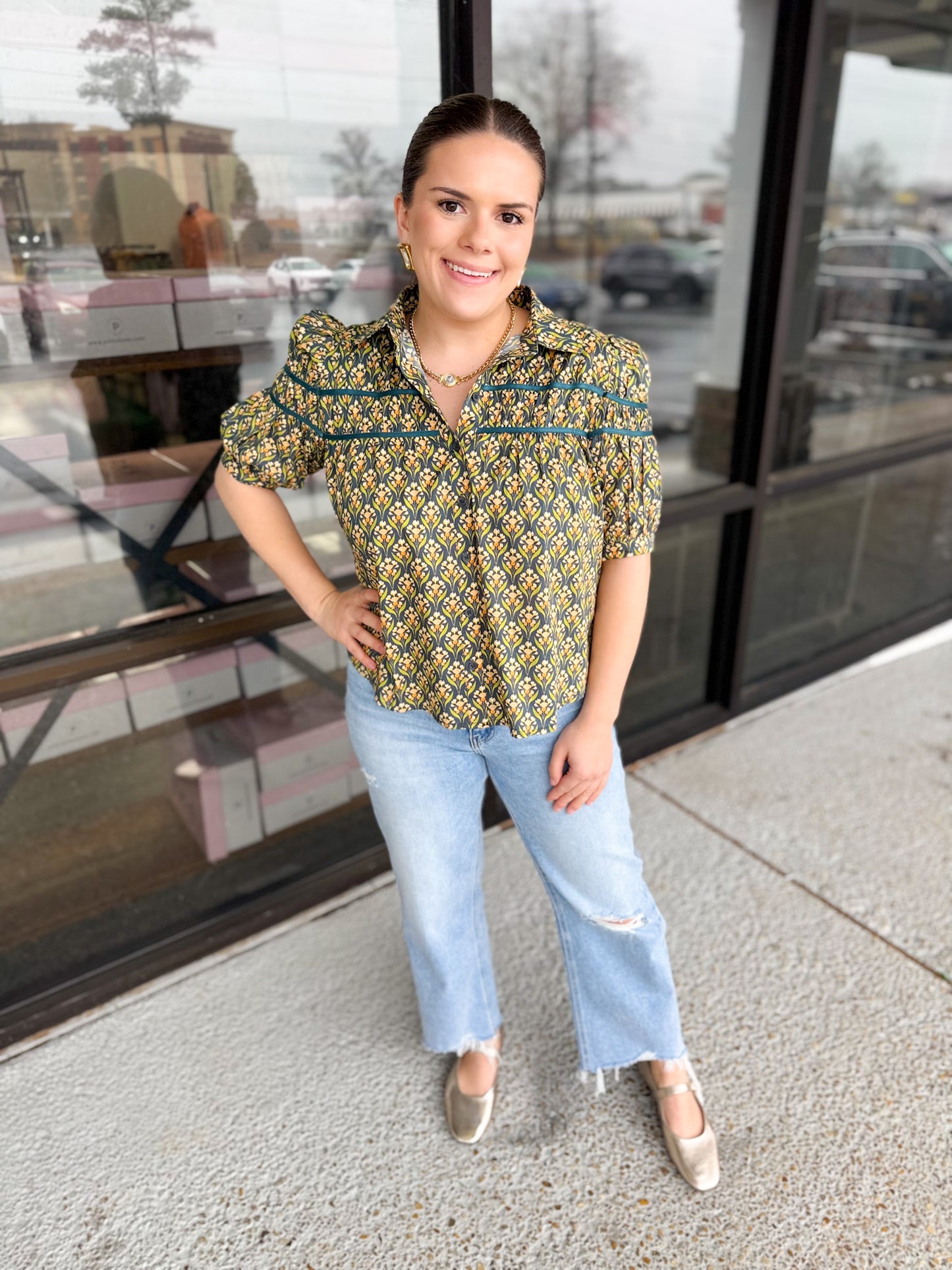 Fly Away Top - Teal Green Multi