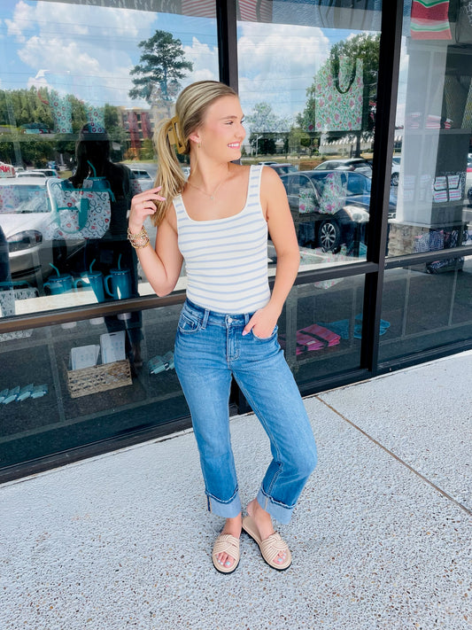 Striped Ribbed Bodysuit