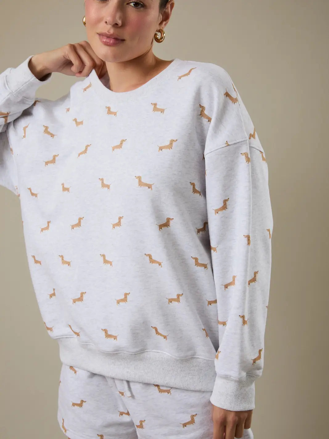 All Over Dachshund Sweatshirt - heather grey