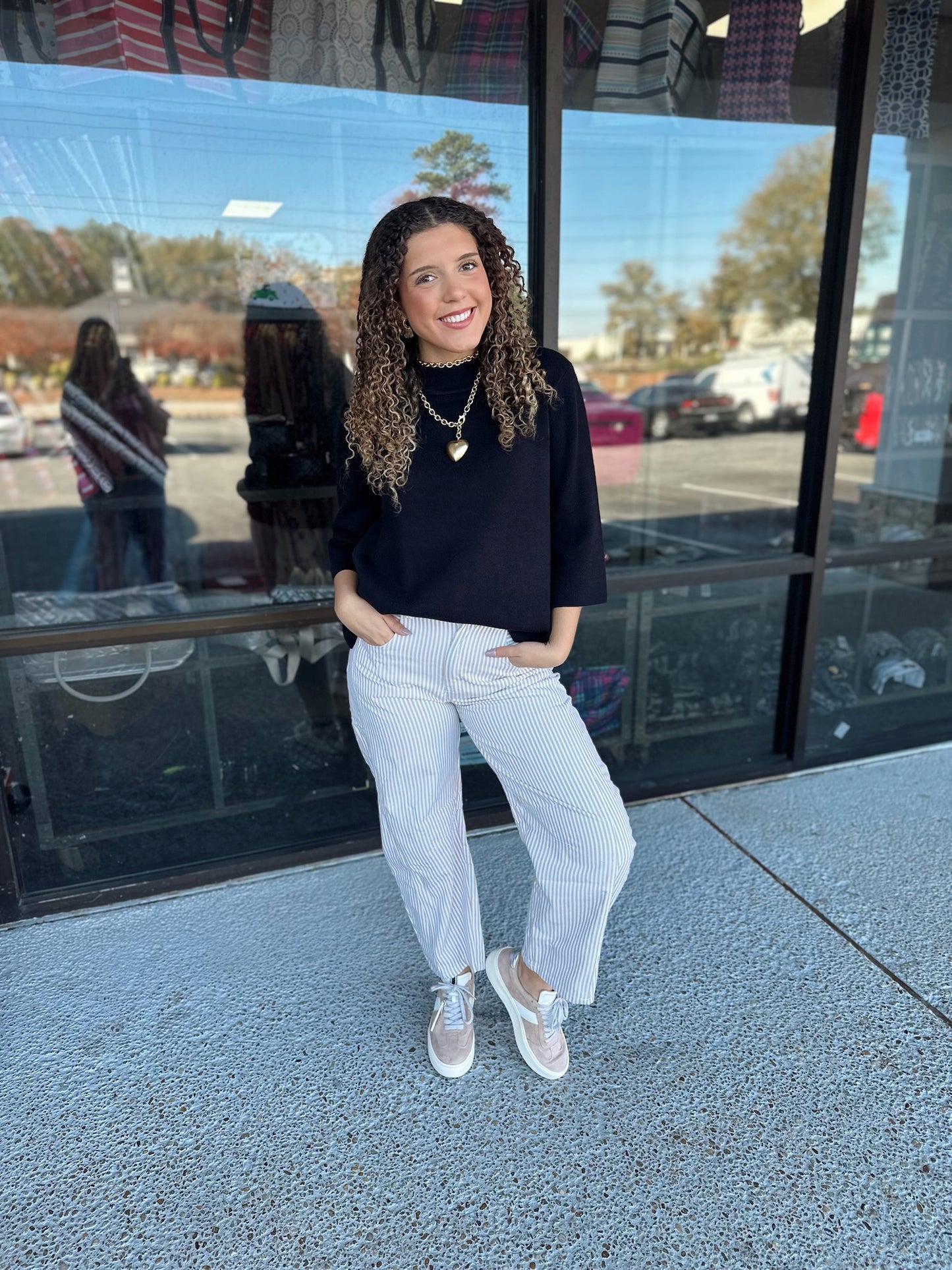 Pinstripe Barrel Denim