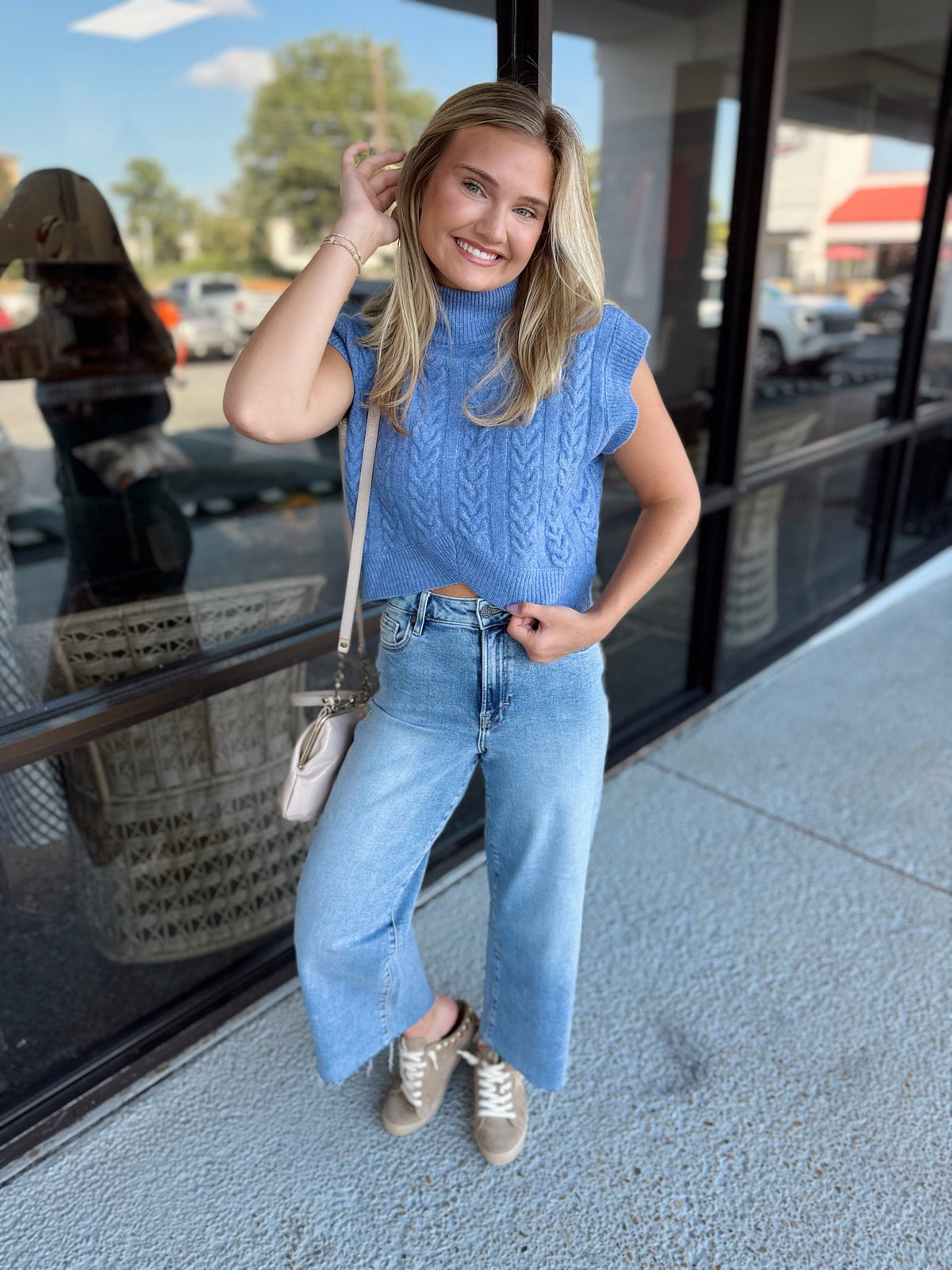 Textured Girly Top - Denim