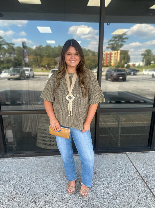 Vintage Flare Top - olive