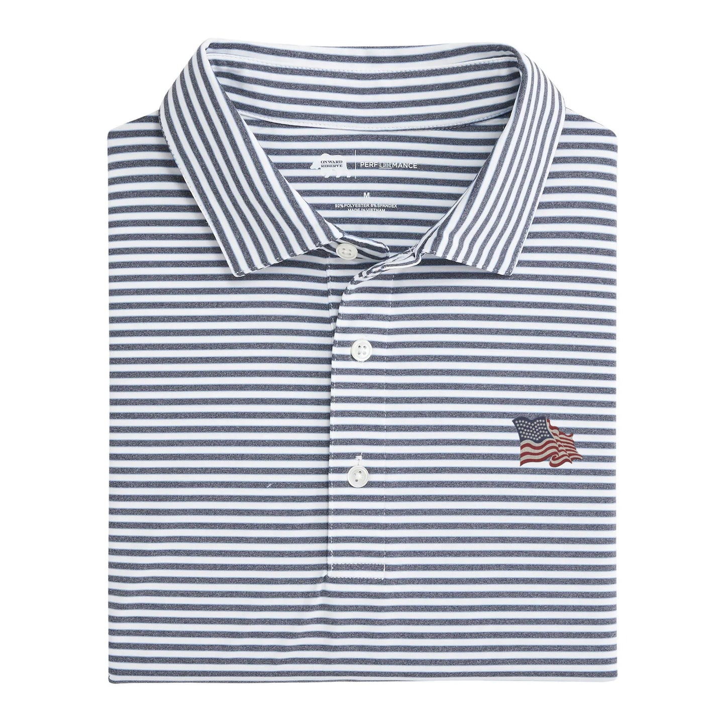 Mulligan Stripe Performance Polo - Navy Flag