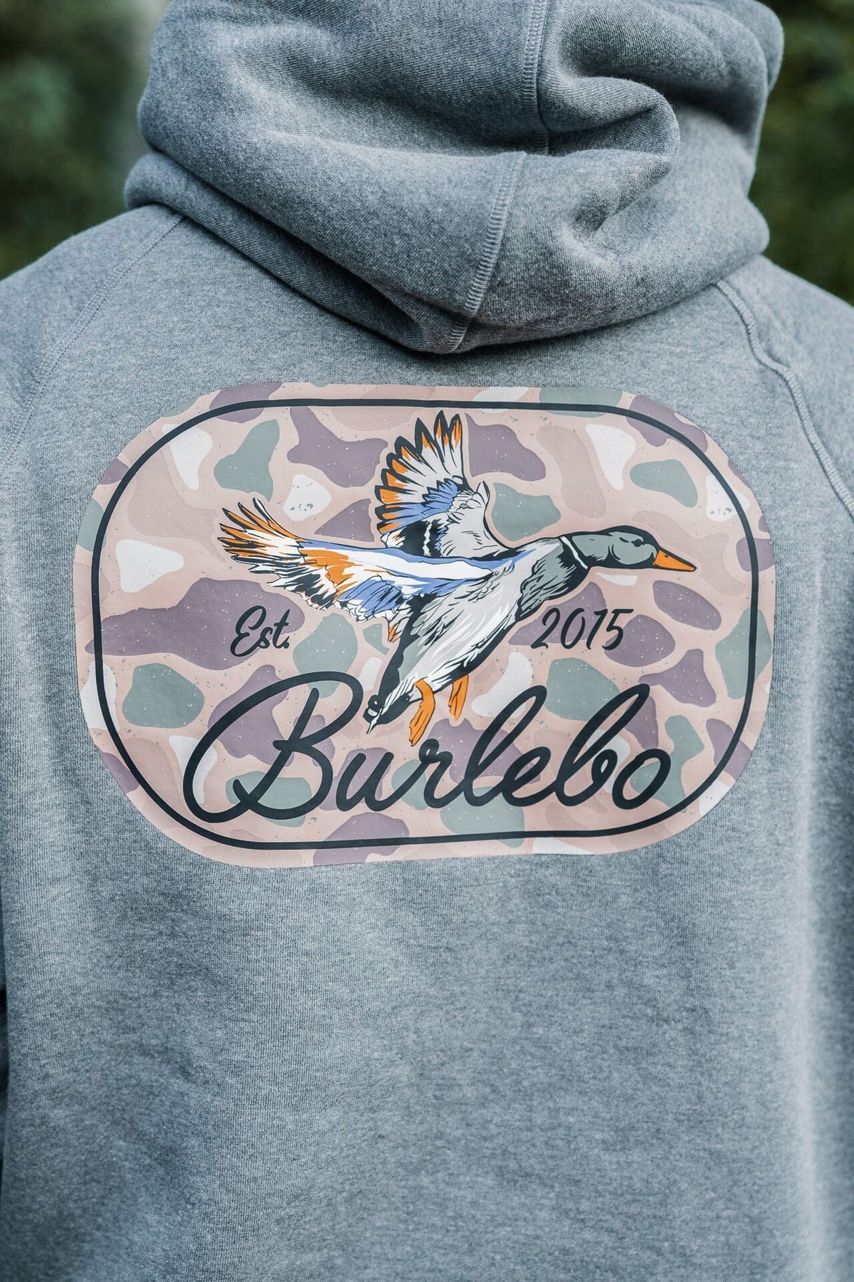 Fleece Hoodie - Ducks Flying In - Dark Heather Grey