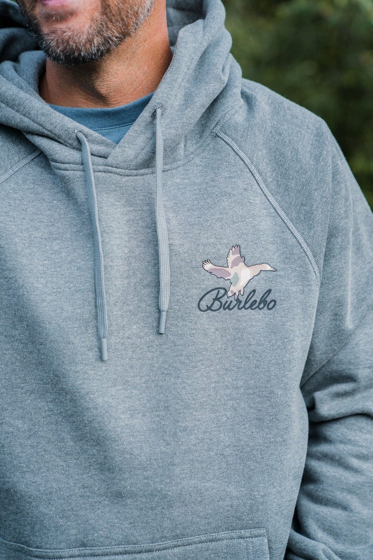 Fleece Hoodie - Ducks Flying In - Dark Heather Grey