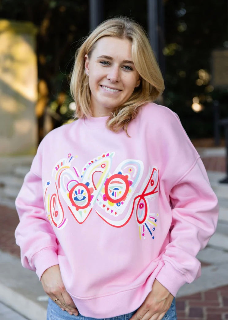 “Woof” Crewneck-Pink