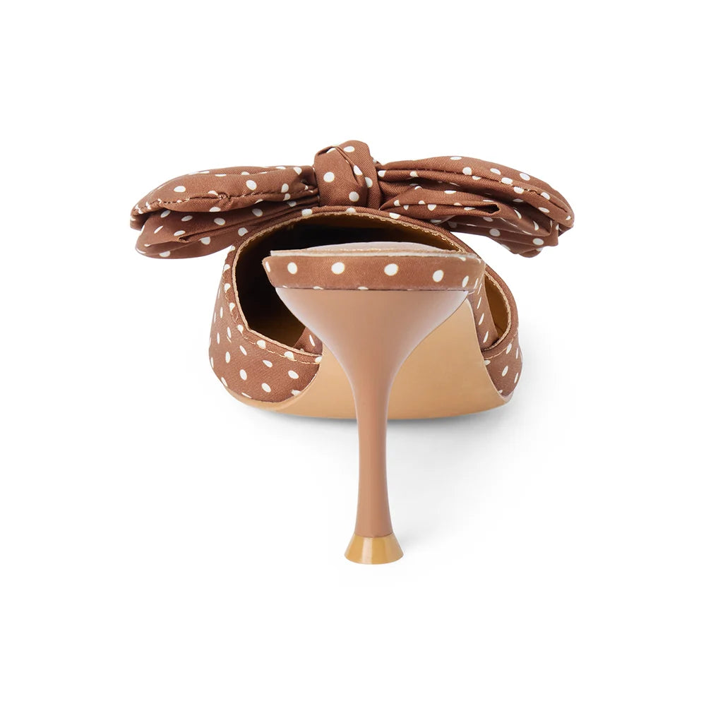 Goldi4 Heeled Mule - brown polka dot