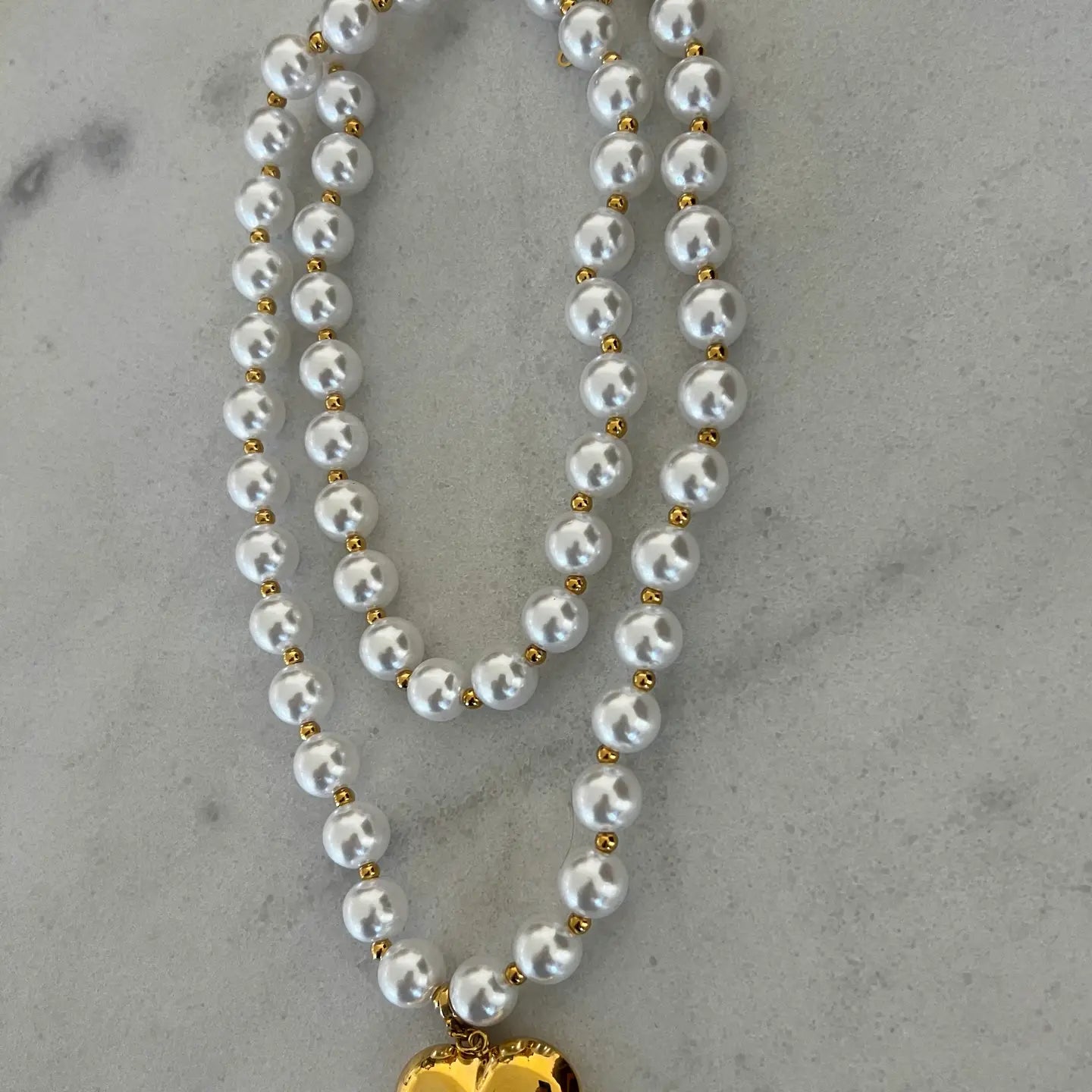 Wrap Around Pearl Heart Necklace