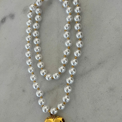 Wrap Around Pearl Heart Necklace