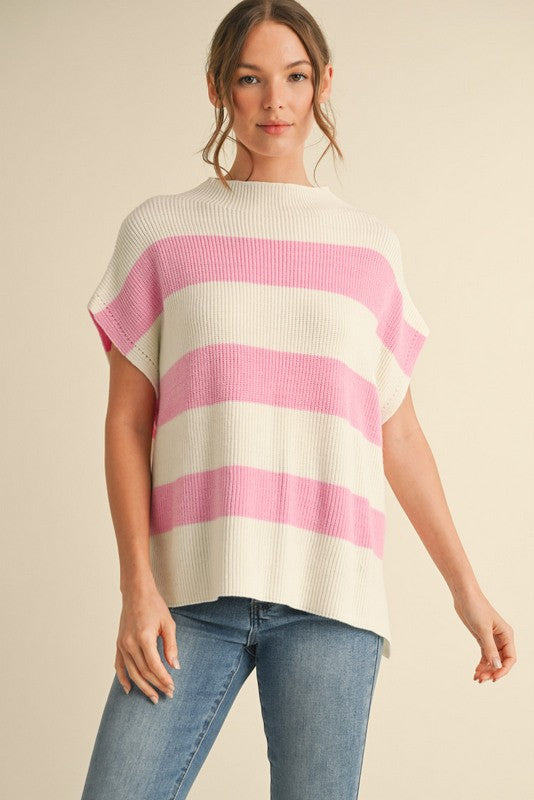 Jean Top - Pink/off white