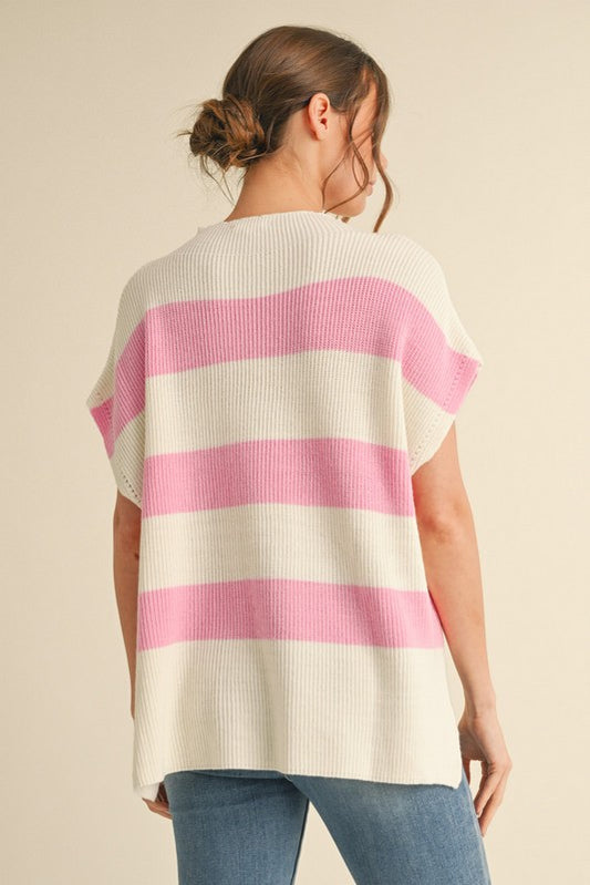 Jean Top - Pink/off white