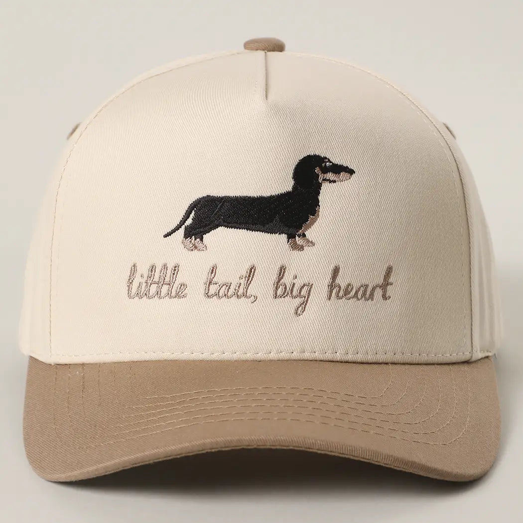 Little Tail, Big Heart Dachshund Embroidery Two-Tone Trucker Hat