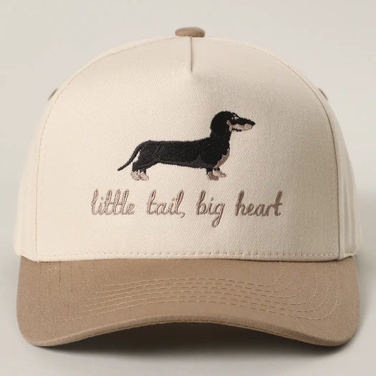Little Tail, Big Heart Dachshund Embroidery Two-Tone Trucker Hat