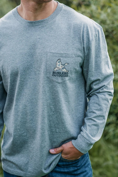 Camo Hunting Dog - LS - dark heather grey