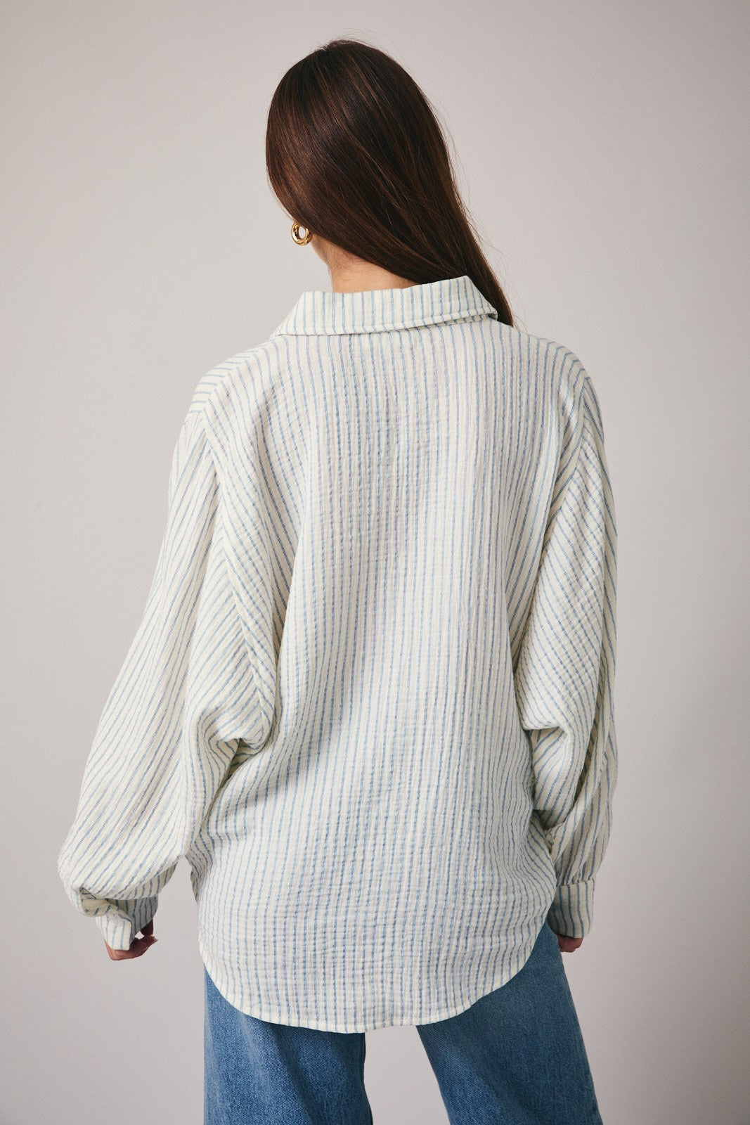 Dolman Cutie Top- cream/Blue Stripe