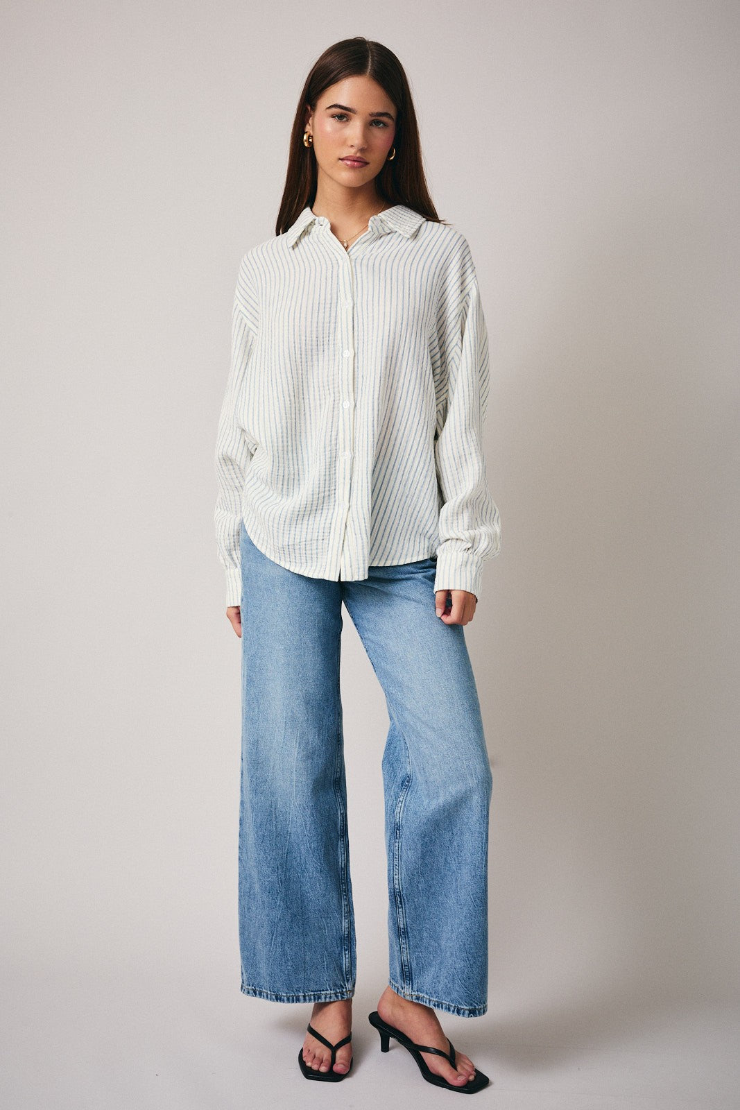 Dolman Cutie Top- cream/Blue Stripe