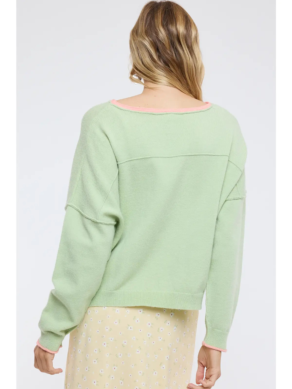 Double Contrast Babe Top - Matcha/melon