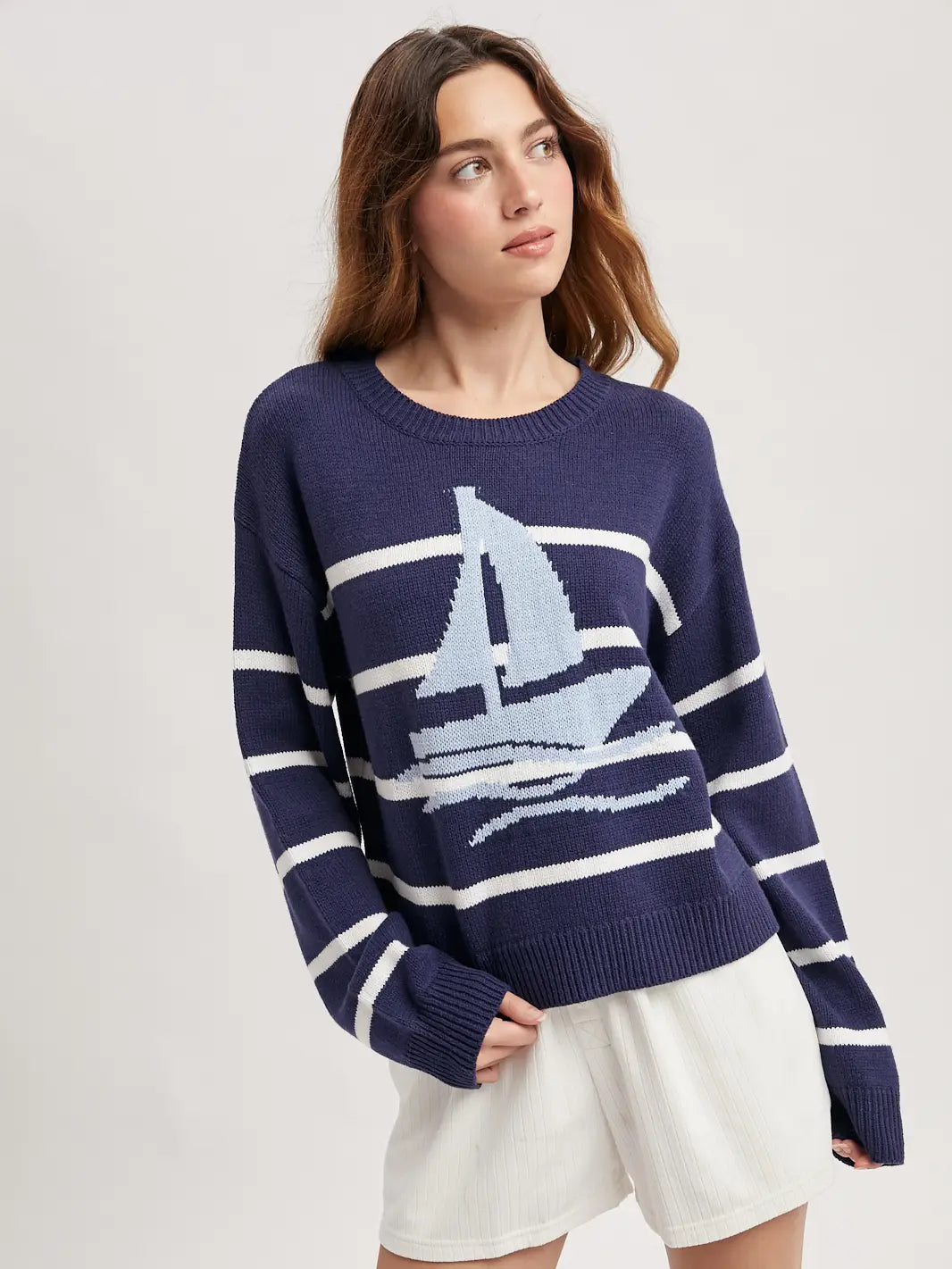 On a Boat Sweater - Navy/White Mix