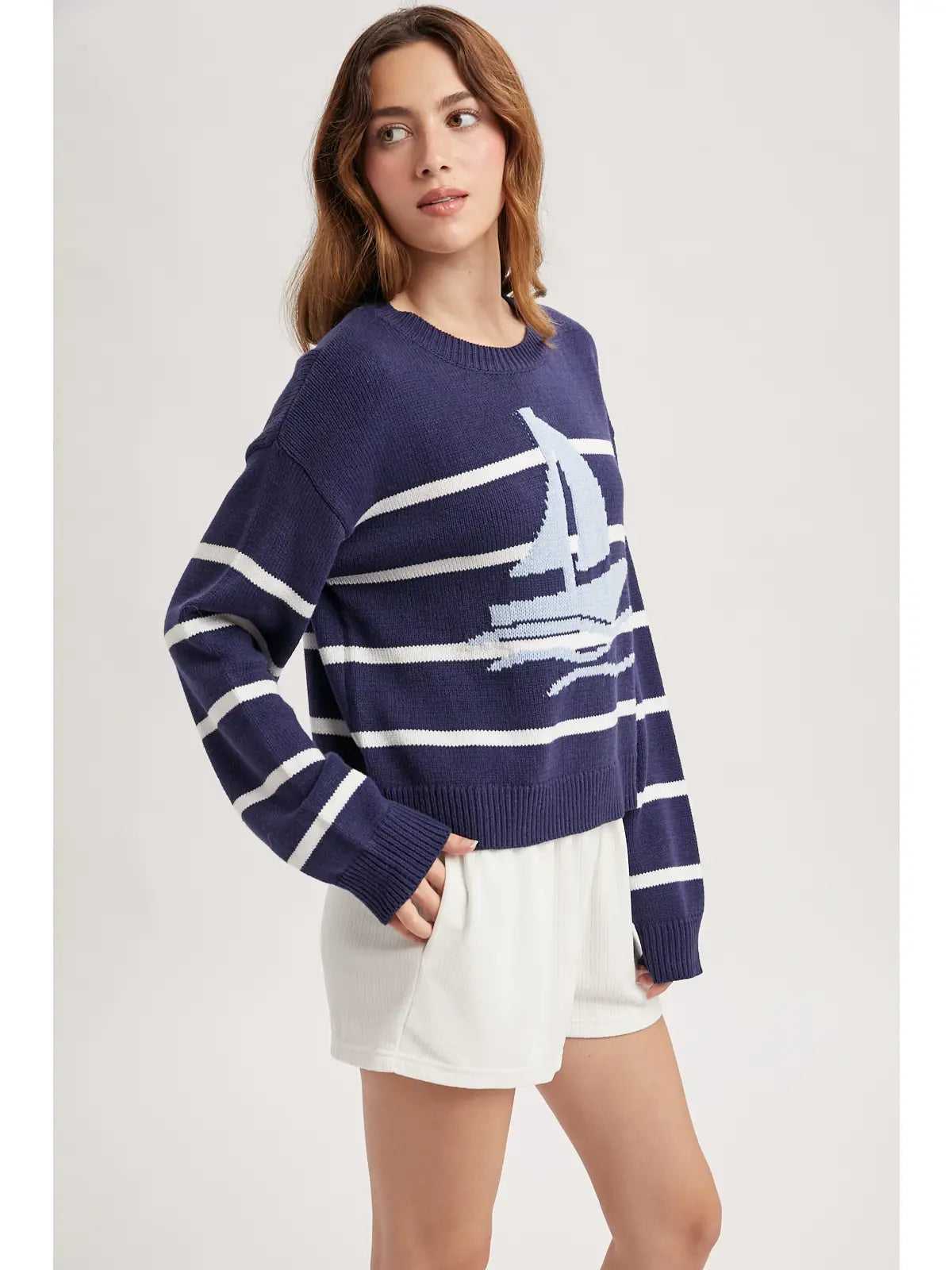 On a Boat Sweater - Navy/White Mix