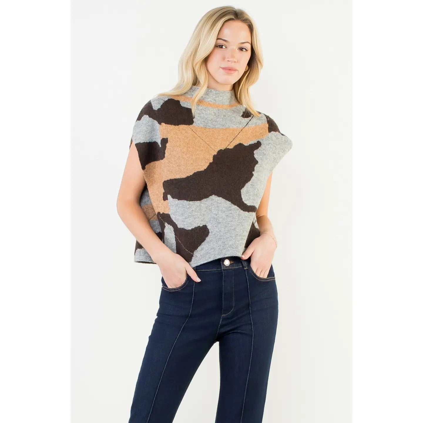 Camo Knit Sleeveless Top