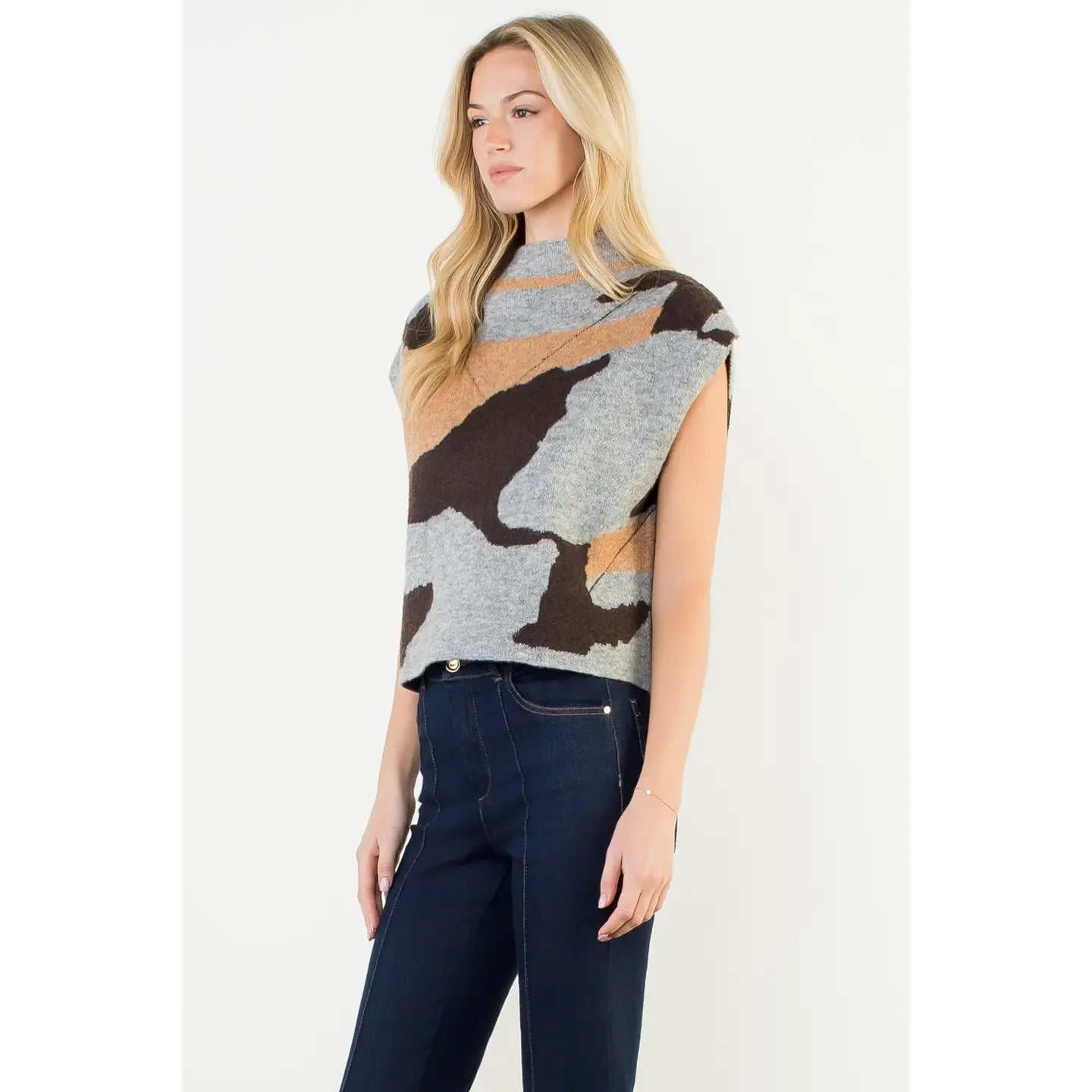 Camo Knit Sleeveless Top