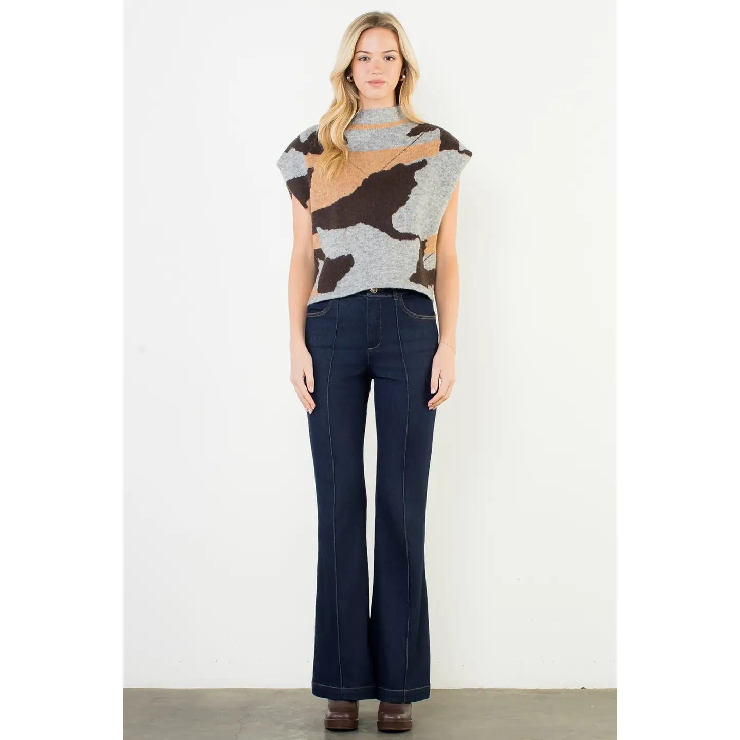 Camo Knit Sleeveless Top