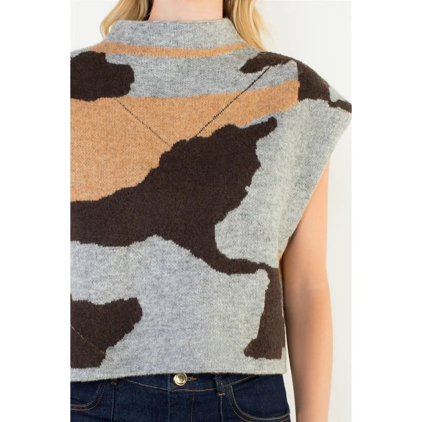 Camo Knit Sleeveless Top