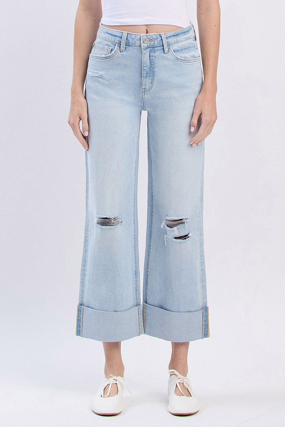 Kiss her in front of you-Light Denim