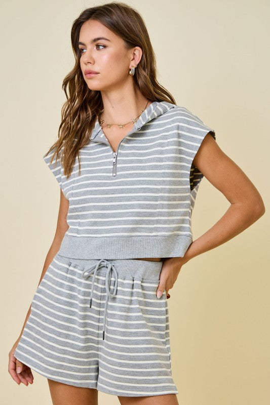 Striped Terry Set - Grey