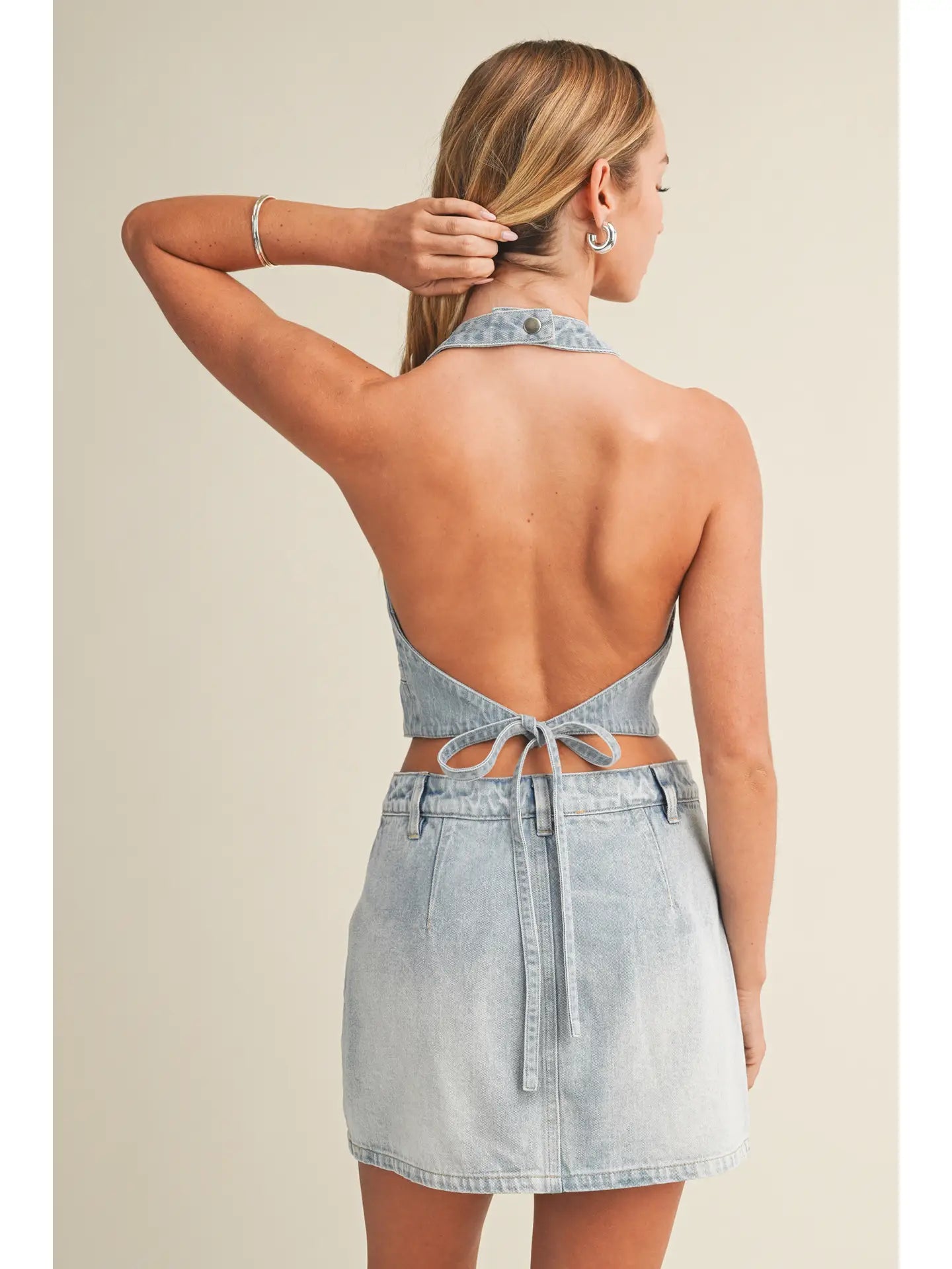 Alana Halter Top - Light Denim