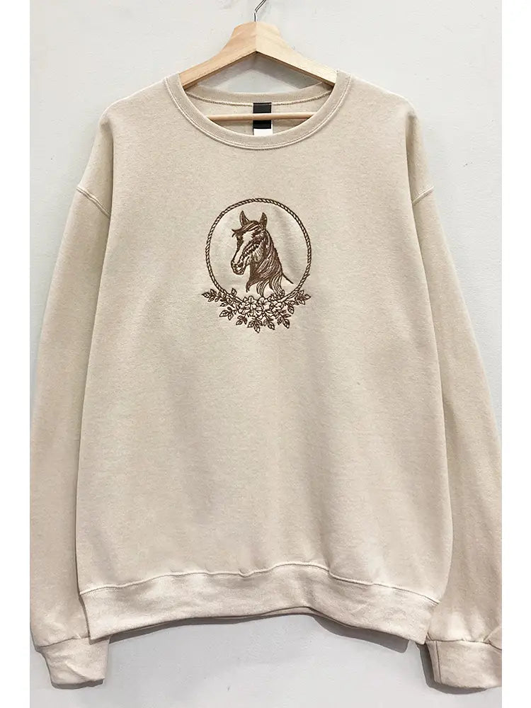 Horse Embroidered Sweatshirt