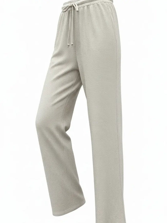 Striped Drawstring Pants - Oatmeal