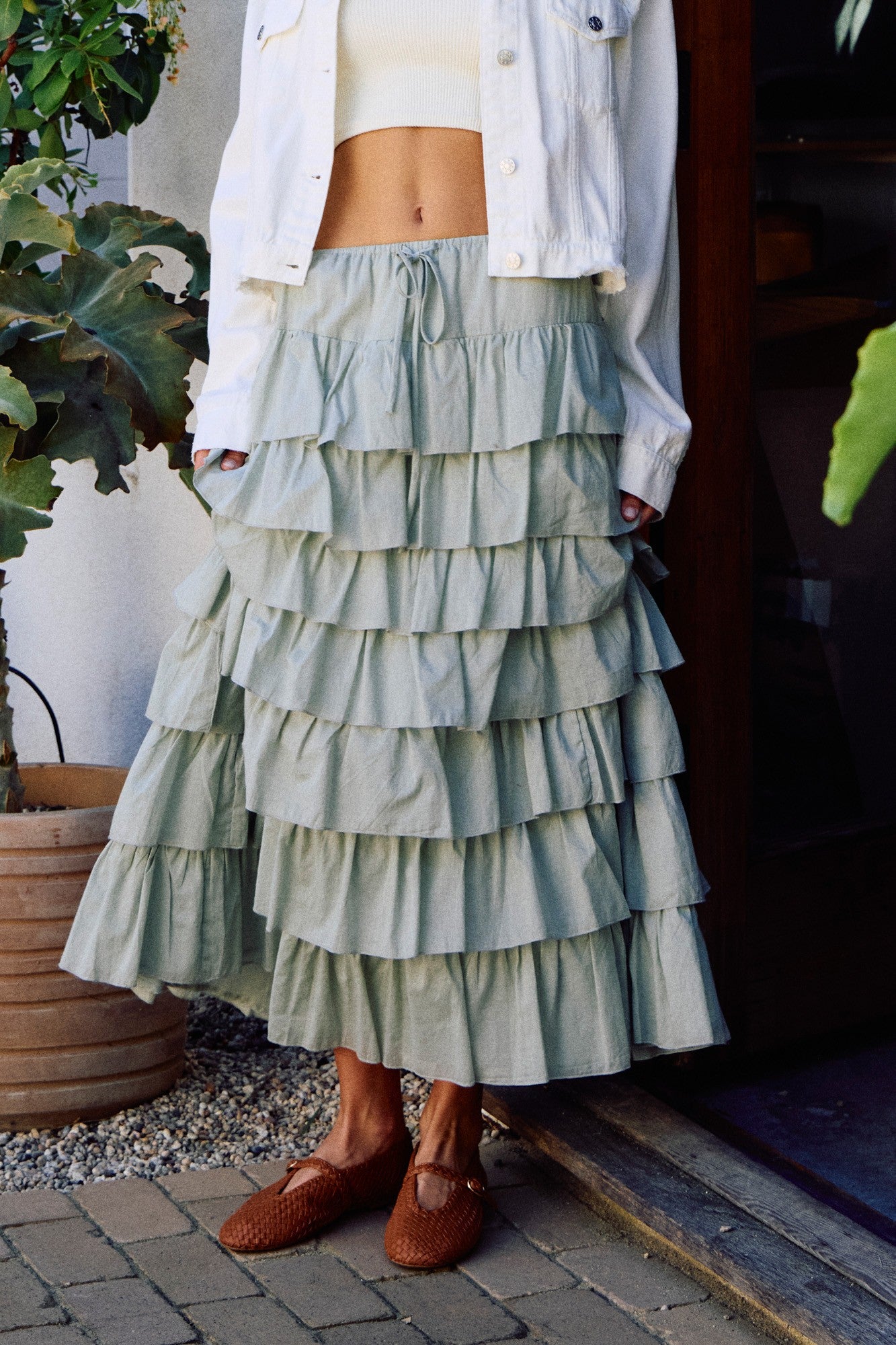 Tiered Lover Skirt - dusty herb