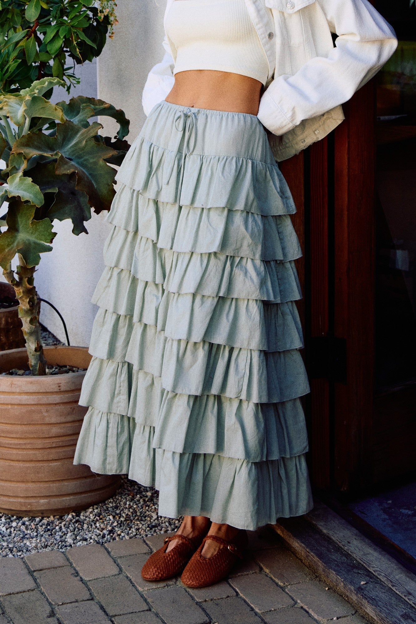 Tiered Lover Skirt - dusty herb
