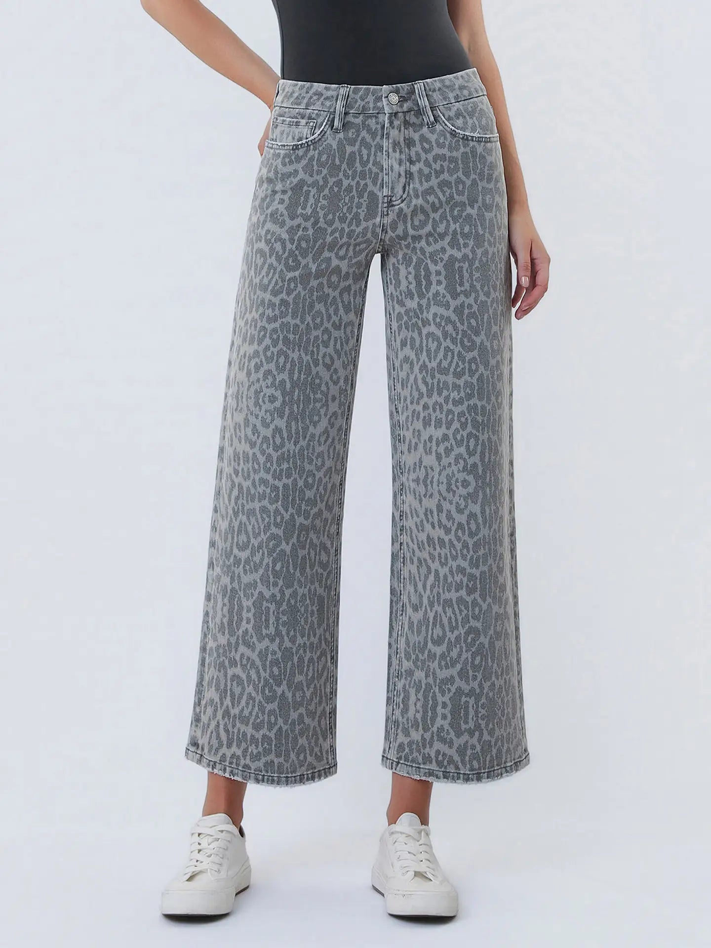 Grey Leopard Denim