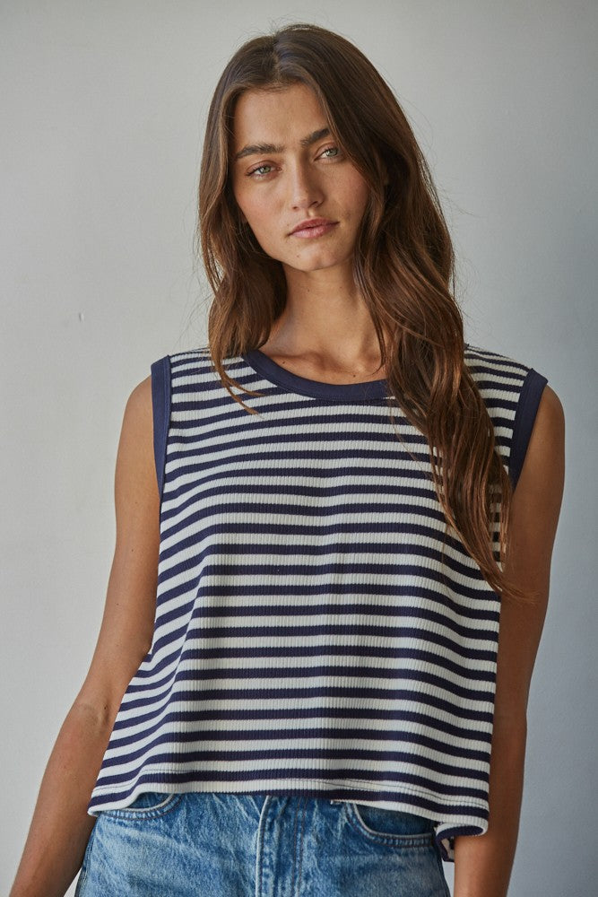 Marley Stripe Top - Navy